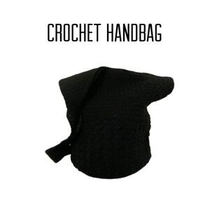 Crochet Black Bucket Handbag